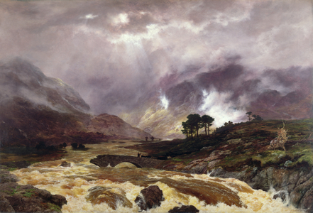 A Spate in the Highlands, 1866 (oil on canvas)