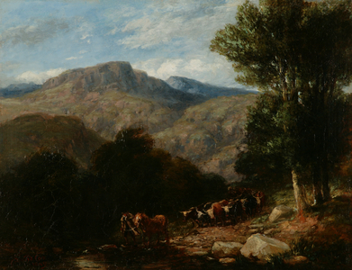 Crossing the Ford, 1849 (oil on canvas)