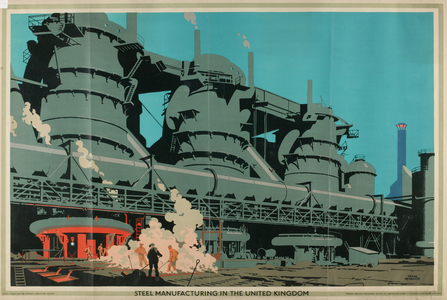 Steel Manufacturing in the United Kingdom, from the series 'Empire Buying Makes Busy Factories', 1930 (colour litho)