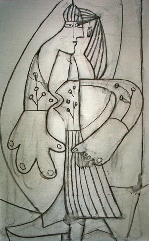 Woman embroidered dress, 1964 (oil on canvas)