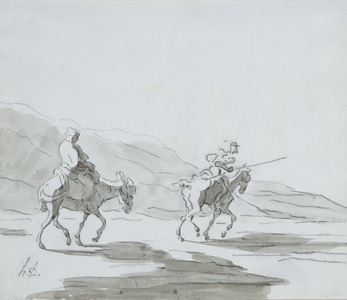 Don Quixote and Sancho Panza, c.1865 (grey wash & black chalk on paper)