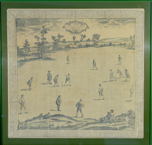 The Laws of the Game of Cricket, 1744 (print on a handkerchief)