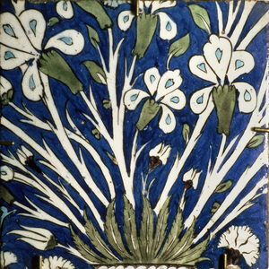 A5 Tile with stylised design of flowers, Syrian, 18th century (ceramic)