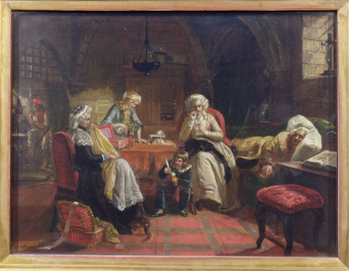 The Royal Family of France in the Temple (oil on canvas)