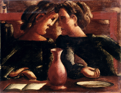 Unterhaltung I, 1937 (oil on paper on cardboard)