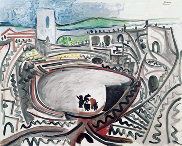 Arles: the arena in front of the Rhone, 1960 (oil on canvas)