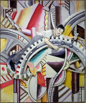 Modernist Times: A Factory Visit, 1989 (oil on canvas mounted on sculpted foamcore) (see also 405975)