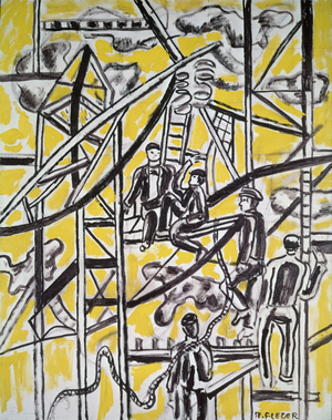 Metal Construction - study with yellow background, 1951 (oil on canvas)