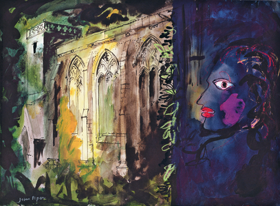 A Window at North Moreton, 1982 (w/c, collage & mixed media on paper)
