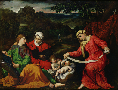 Rest on the Flight into Egypt with St. John the Baptist, St. Elizabeth and St. Catherine c.1545