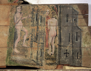 The Narrow Gate into Heaven, from the Wenhaston Doom, c.1500-20 (painted wood)