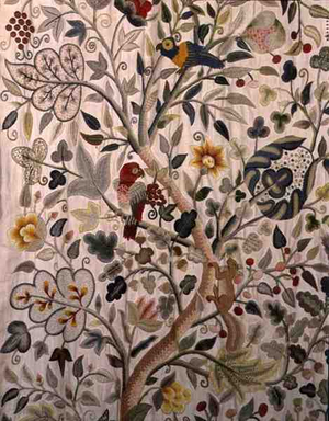 Embroidered textile decorated with parrots (texile)