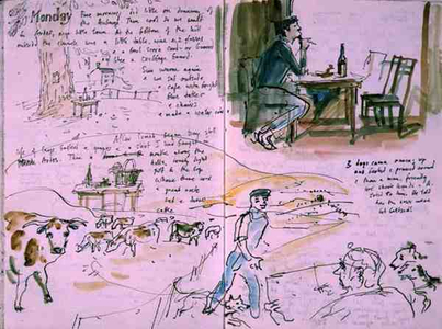 Monday, a page from the artist's sketchbook, 1996 (w/c on paper)