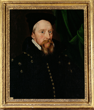 Portrait of William Cecil, 1st Baron Burghley (1520-98) (oil on panel)