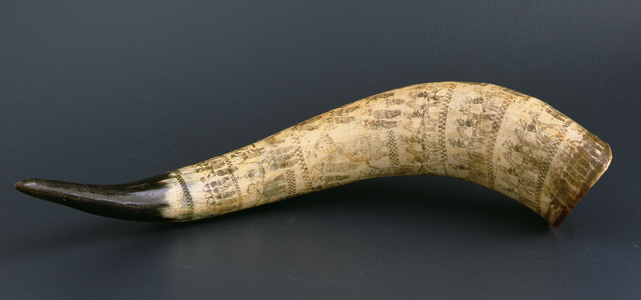 Cow horn engraved with scenes of the Anglo-Zulu war, North Nguni South East Africa, c.1879 (cow horn)