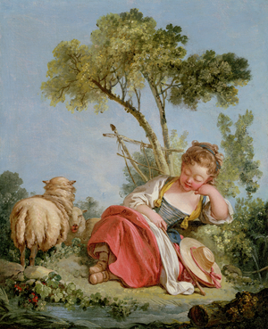 The Little Shepherdess, c.1754 (oil on canvas) (pair of 90662)