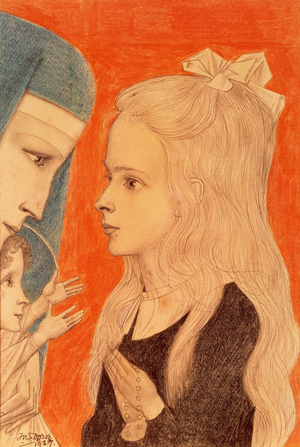 Girl Praying, 1927 (coloured pencil)