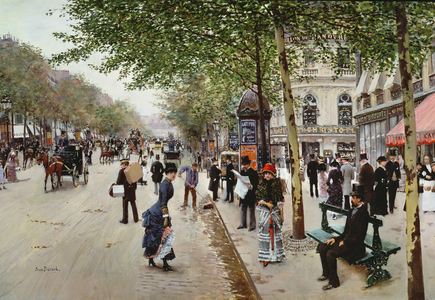 Parisian street scene (oil on canvas)