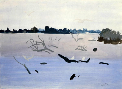 Bois et Gabians du Petit Rhone, 1987 (gouache on paper)