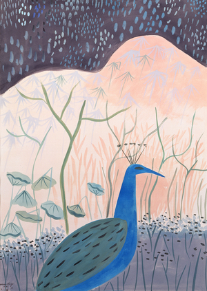 Paon Or et Argent, 1985 (gouache on paper)