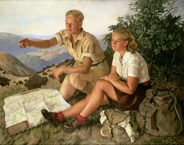 The Hikers, 1950 (oil on canvas)