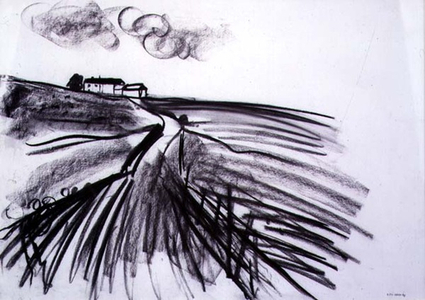 Farm, Lothersdale (charcoal on paper)