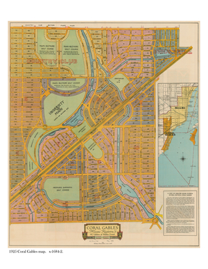Map of Coral Gables, 1925 (colour litho)