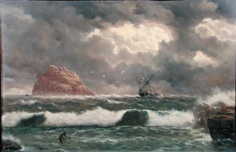 Stormy Coastal Scene (oil on board)