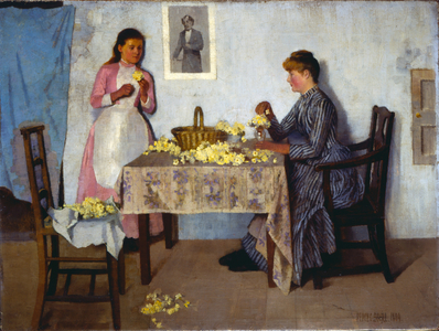 Bundling Primroses, 1889 (oil on canvas)