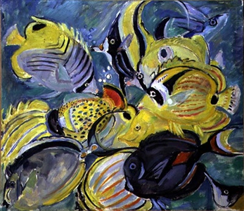 Tropical Fish (oil on paper laid down on canvas)