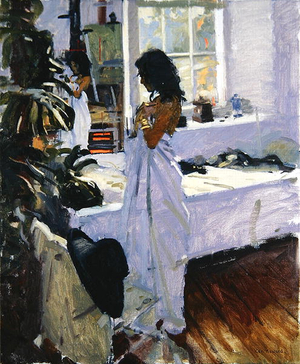 Sarah and the Black Fedora (oil on canvas)