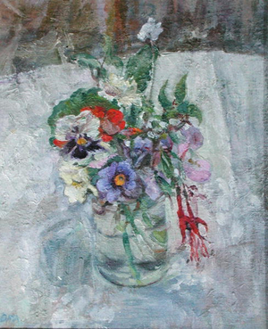 Flowers in October (oil on board)