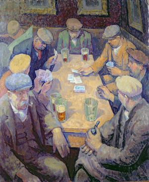 The Card School, 1956 (oil on canvas on board)