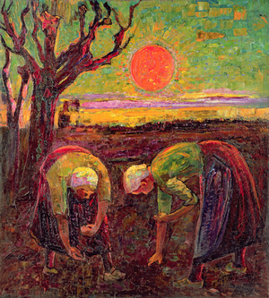 Potato Pickers Beneath Sunny Skies (oil on canvas)