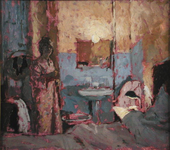Siena Room with Bedside Lamp (oil on board)