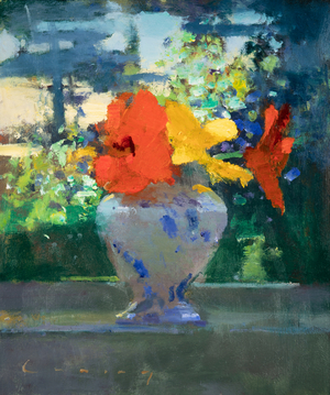 Nasturtiums (oil on board)