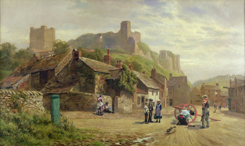 Children Watching a Wheelwright (oil on canvas)