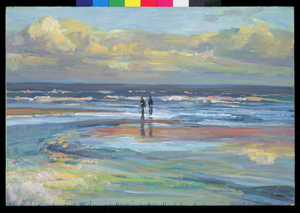 Late Walk on the Beach (oil on board)