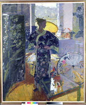 Lorraine - Black and Yellow Kimono (oil on canvas)