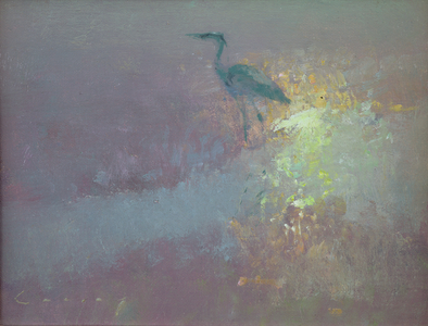 Heron (oil on board)