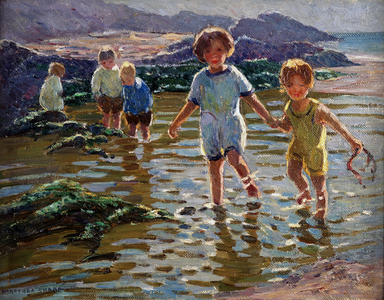 Children Playing (oil on canvas)