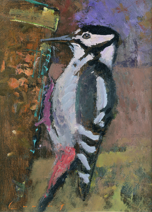 Woodpecker (oil on board)