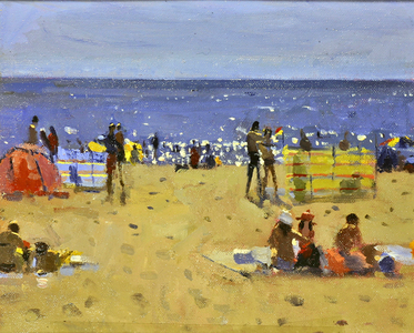 Summertime, Porthcurno (oil on canvas board)