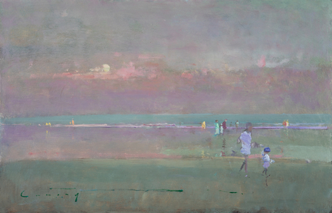 Camber Moonrise (oil on board)