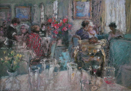 Festive Lunches at Fortnum's (pastel on paper)