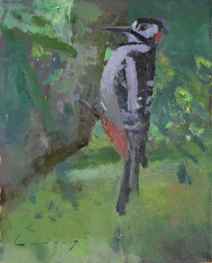 Woodpecker (oil on board)