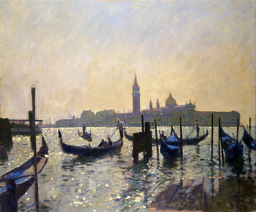 Gondolas at San Giorgio (oil on canvas)