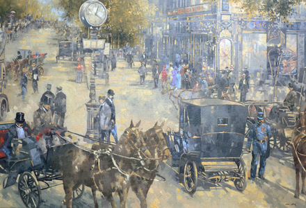 Carrefour Dronot, Intersection, Paris (oil on canvas)