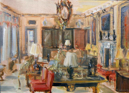 Drawing Room, Aske Hall, North Yorkshire (oil on canvas)