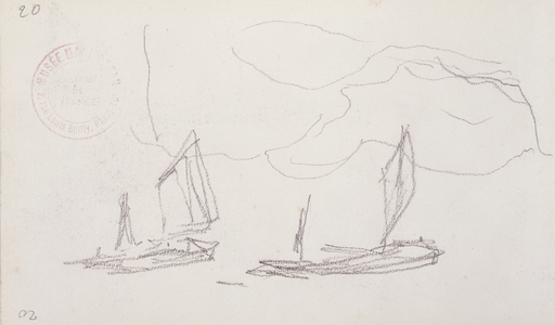 Study for London series, Boats on the Thames (pencil on paper)